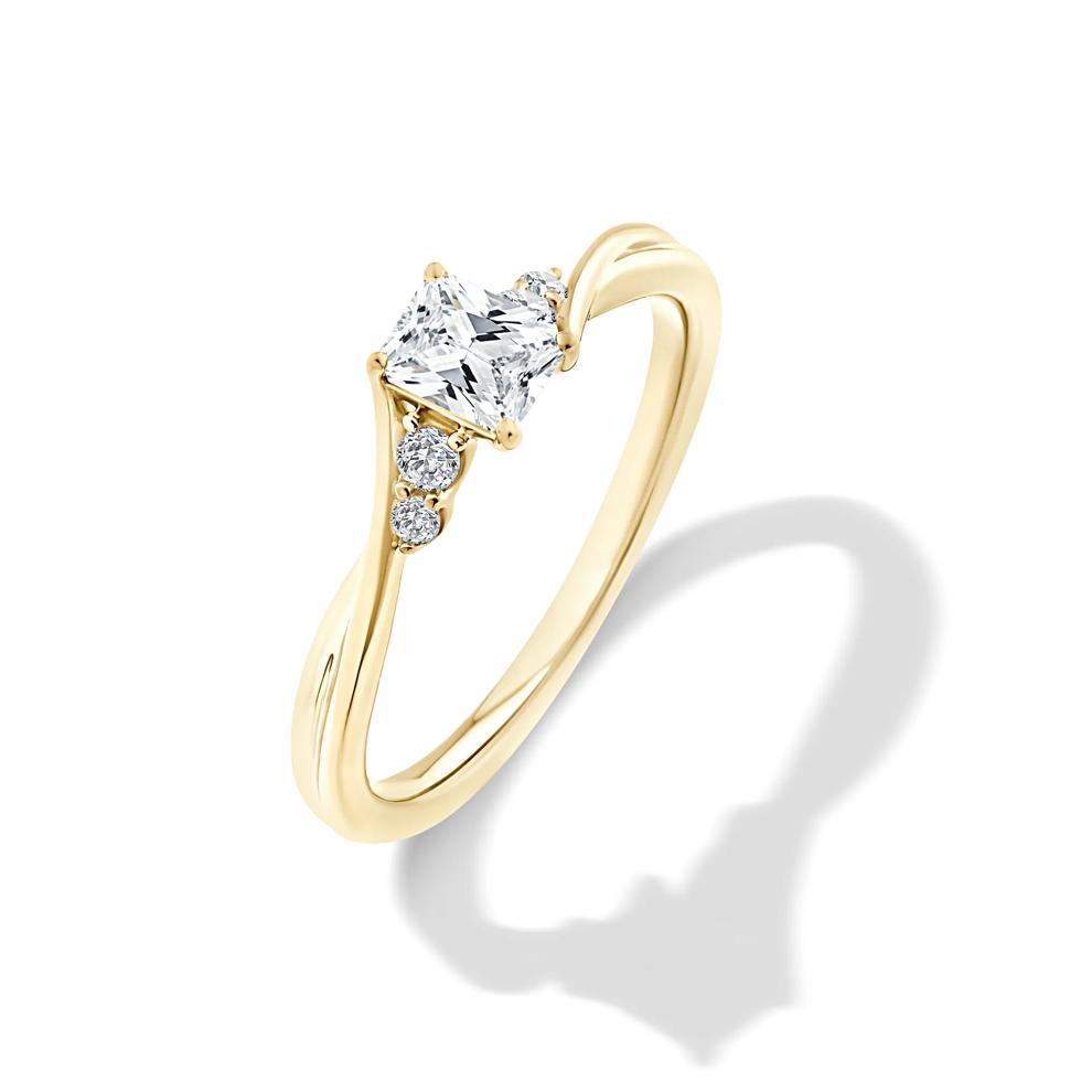 Lab Grown Diamond Radiant Center Twist-Shank Promise Ring in 10K Yellow Gold (1/2 ct. tw.) – Image 4 of 4