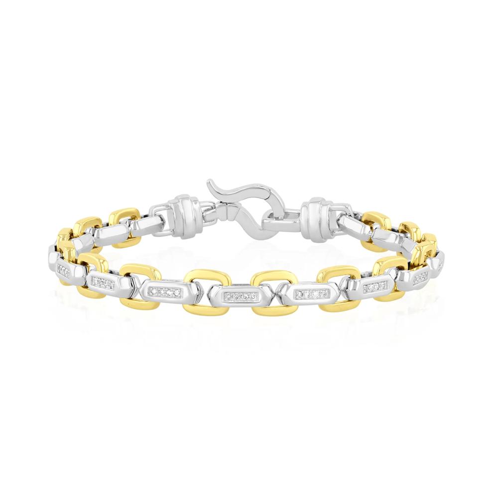 Men's Diamond Link Chain Bracelet in Sterling Silver and Vermeil (1/3 ct. tw.) – Image 1 of 3