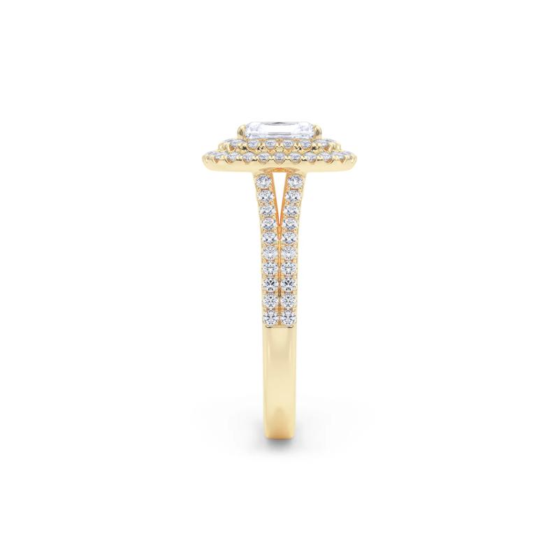 Radiant Diamond Center Double Halo Engagement Ring in 18K Yellow Gold (1-1/4 ct. tw.) – Image 3 of 5