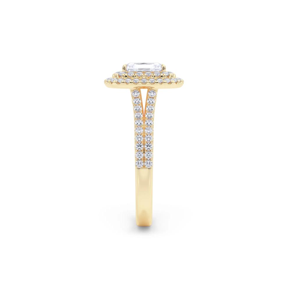 Radiant Diamond Center Double Halo Engagement Ring in 18K Yellow Gold (1-1/4 ct. tw.) – Image 3 of 5