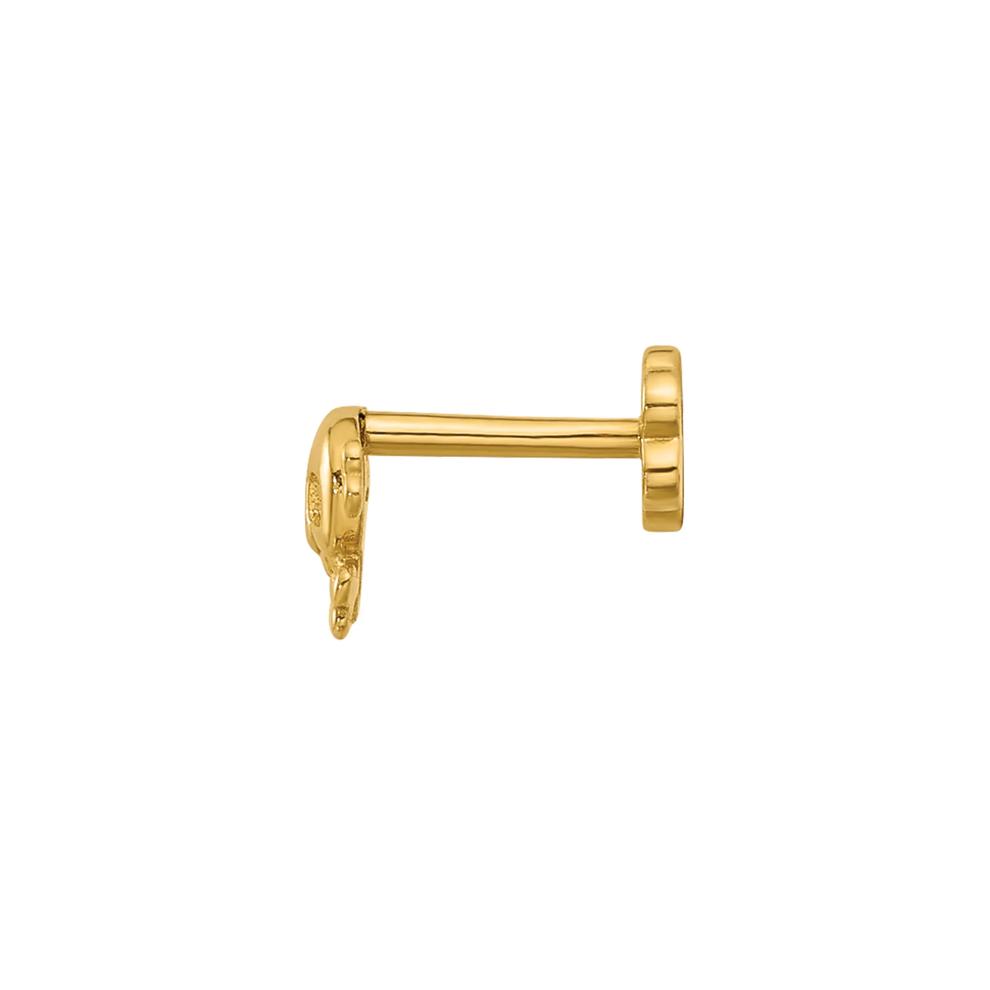 Skull and Crossbones Cartilage Stud in 14K Yellow Gold, 18 Gauge – Image 2 of 3