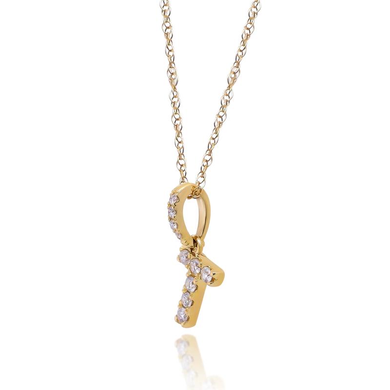 Diamond T Initial Pendant in 10K Yellow Gold (1/10 ct. tw.) – Image 2 of 4