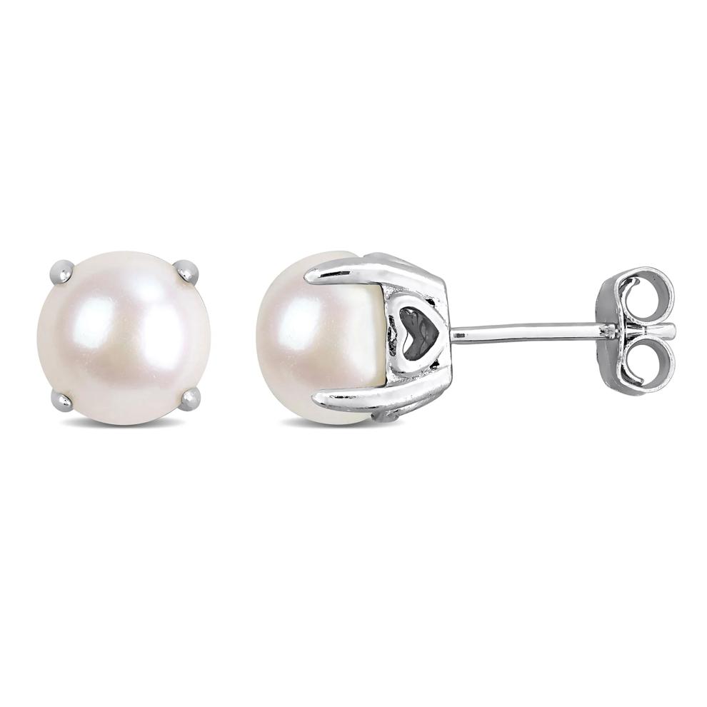 Freshwater Cultured Pearl Stud Earrings in Sterling Silver, 7.5-8MM – Image 1 of 1