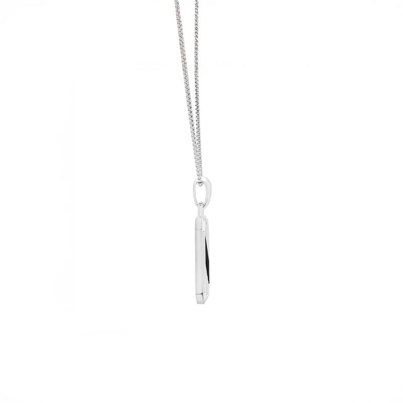 Men&#39;s Black Onyx &amp; Diamond Dog Tag Pendant Necklace in Sterling Silver &#40;1/4 ct. tw.&#41; – Image 2 of 4