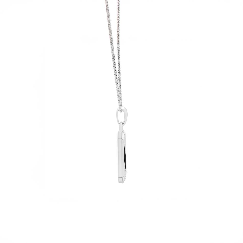 Men's Black Onyx &amp; Diamond Dog Tag Pendant Necklace in Sterling Silver (1/4 ct. tw.) – Image 2 of 4