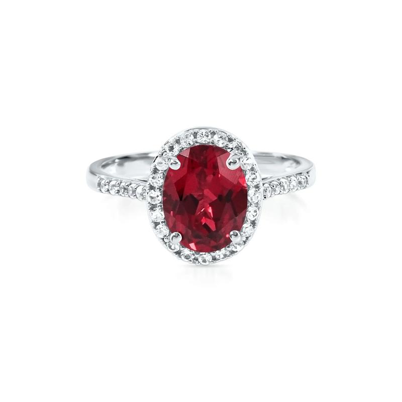 Lab Created Ruby &amp; White Sapphire Ring in 10K White Gold – Image 1 of 3