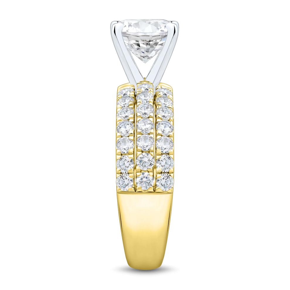 Lab Grown Diamond Triple Row Semi-Mount Engagement Ring in 14K Yellow &amp; White Gold (1 1/4 ct. tw.) (Setting Only) – Image 5 of 6