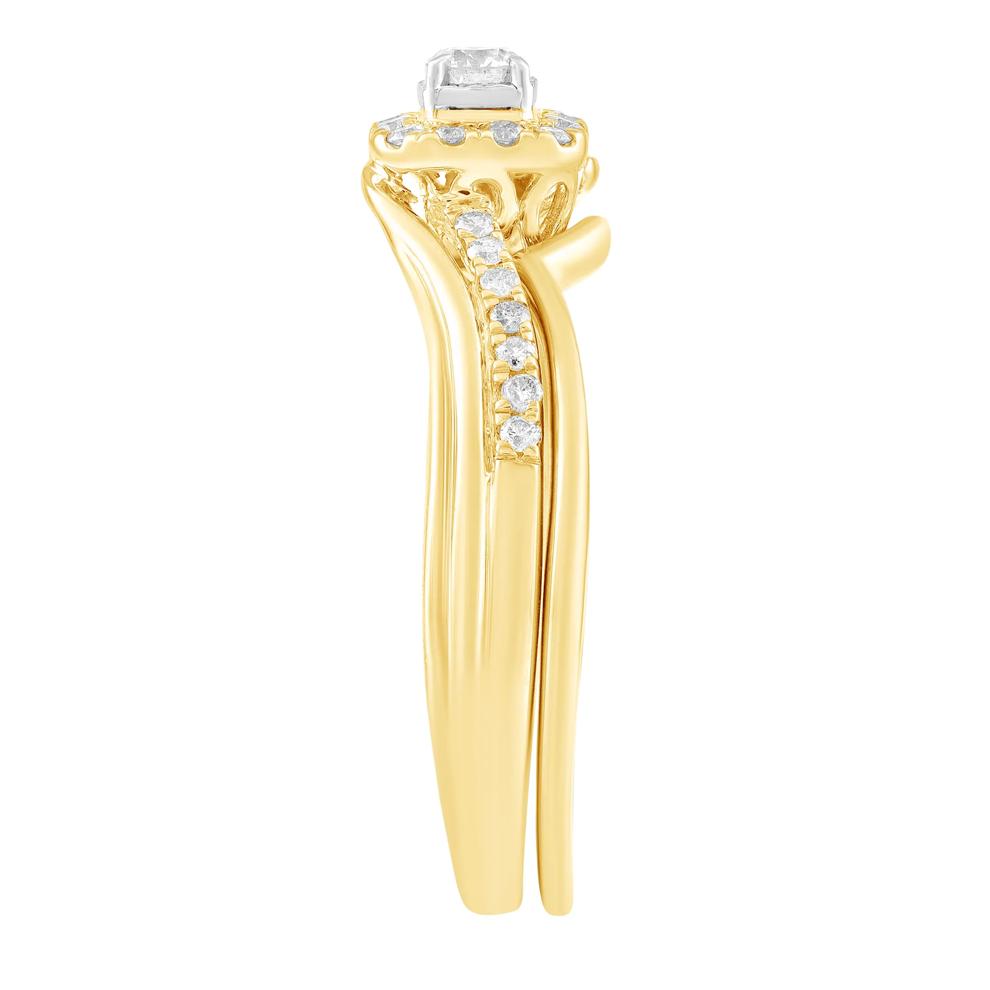 Diamond Center Halo Engagement Set in 10K Yellow Gold (1/4 ct. tw.) – Image 3 of 5