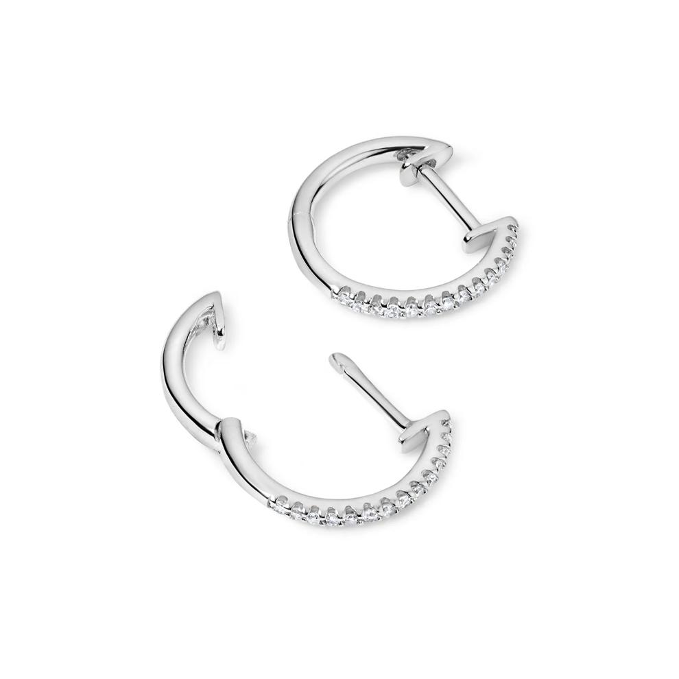 Diamond Hoop Earrings in 10K White Gold (1/10 ct. tw.) – Image 2 of 2