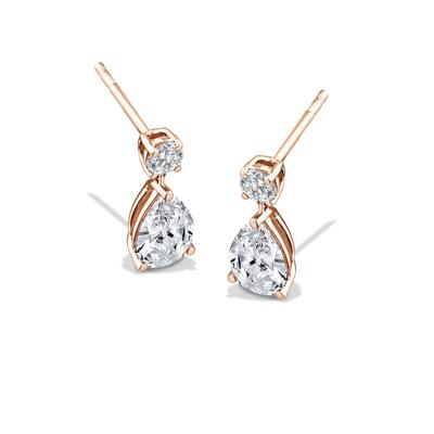 Lab Grown Diamond Pear-Shaped & Round Drop Earrings in 10K Rose Gold (2 ct. tw.)