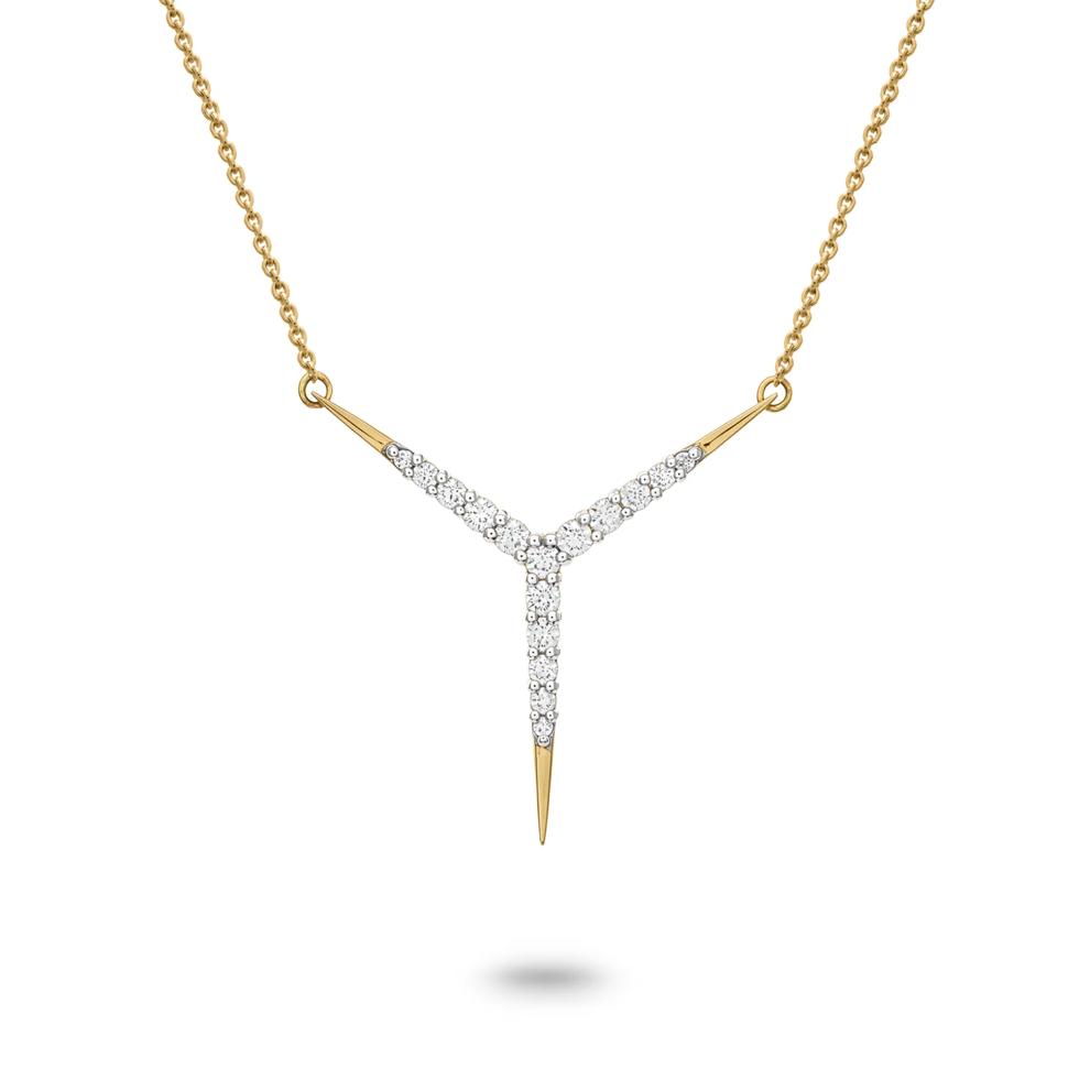 Diamond Pointed Y-Necklace in 10K Yellow Gold (1/3 ct. tw.) – Image 1 of 4