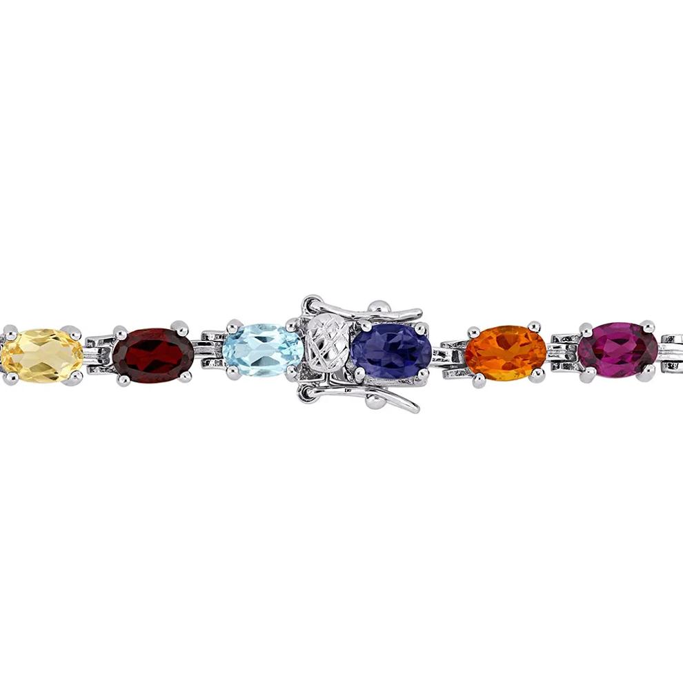 Multi-Gemstone Rainbow Bracelet in Sterling Silver – Image 2 of 3