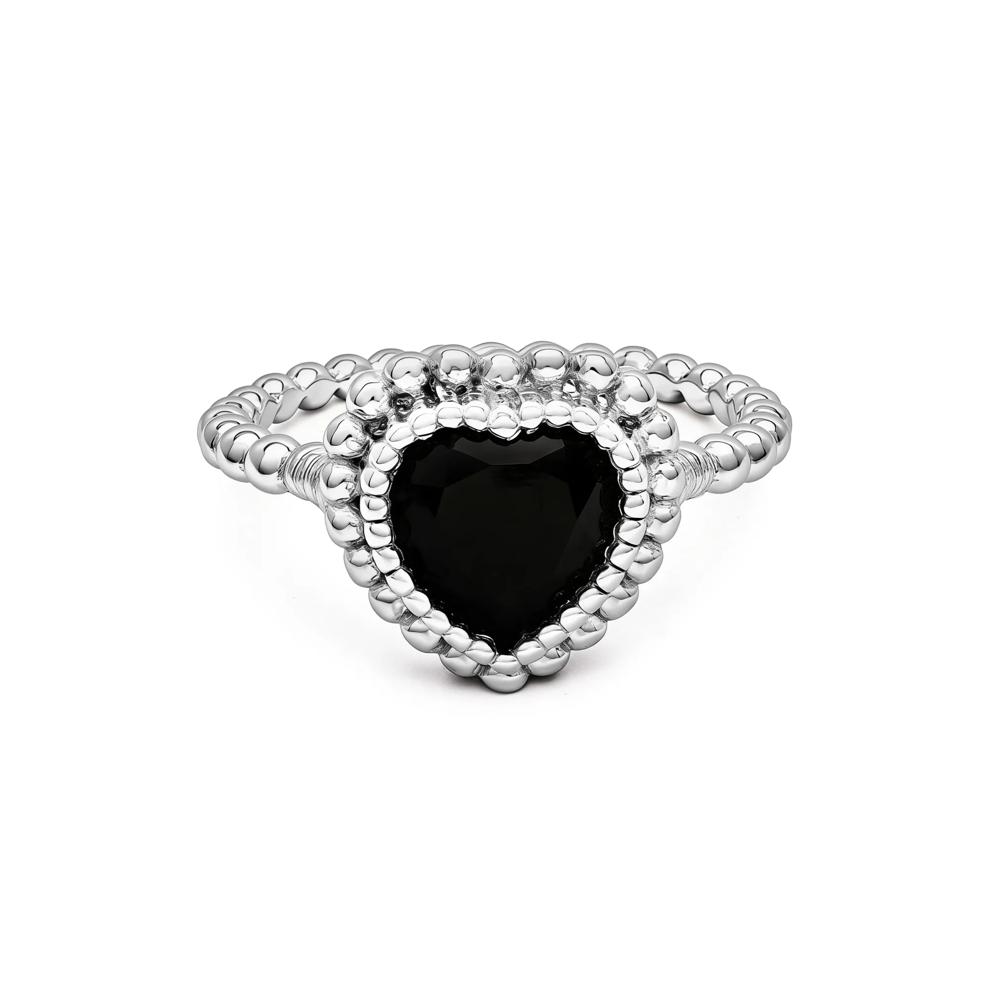 Onyx Beaded Heart Pendant, Earrings, &amp; Ring Boxed Set in Sterling Silver – Image 2 of 11