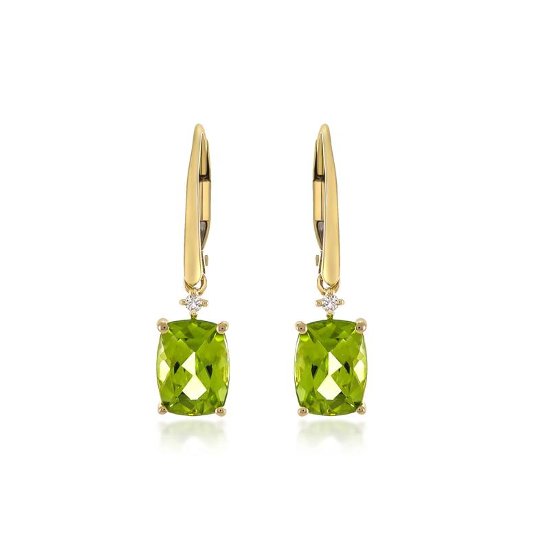 Peridot and Diamond Accent Earrings in 10K Yellow Gold – Image 2 of 2