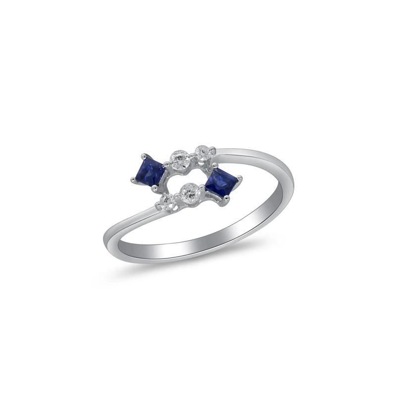 Blue Sapphire &amp; Diamond Ring in 10K White Gold &#40;1/10 ct. tw.&#41; – Image 5 of 5