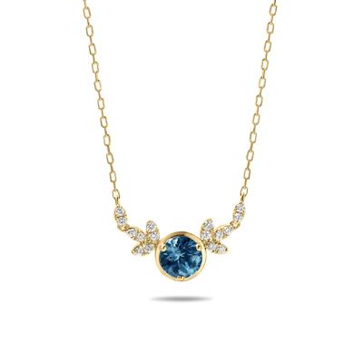 Montana Blue Sapphire & Diamond Pendant Necklace in 10K Yellow Gold (1/10 ct. tw.)