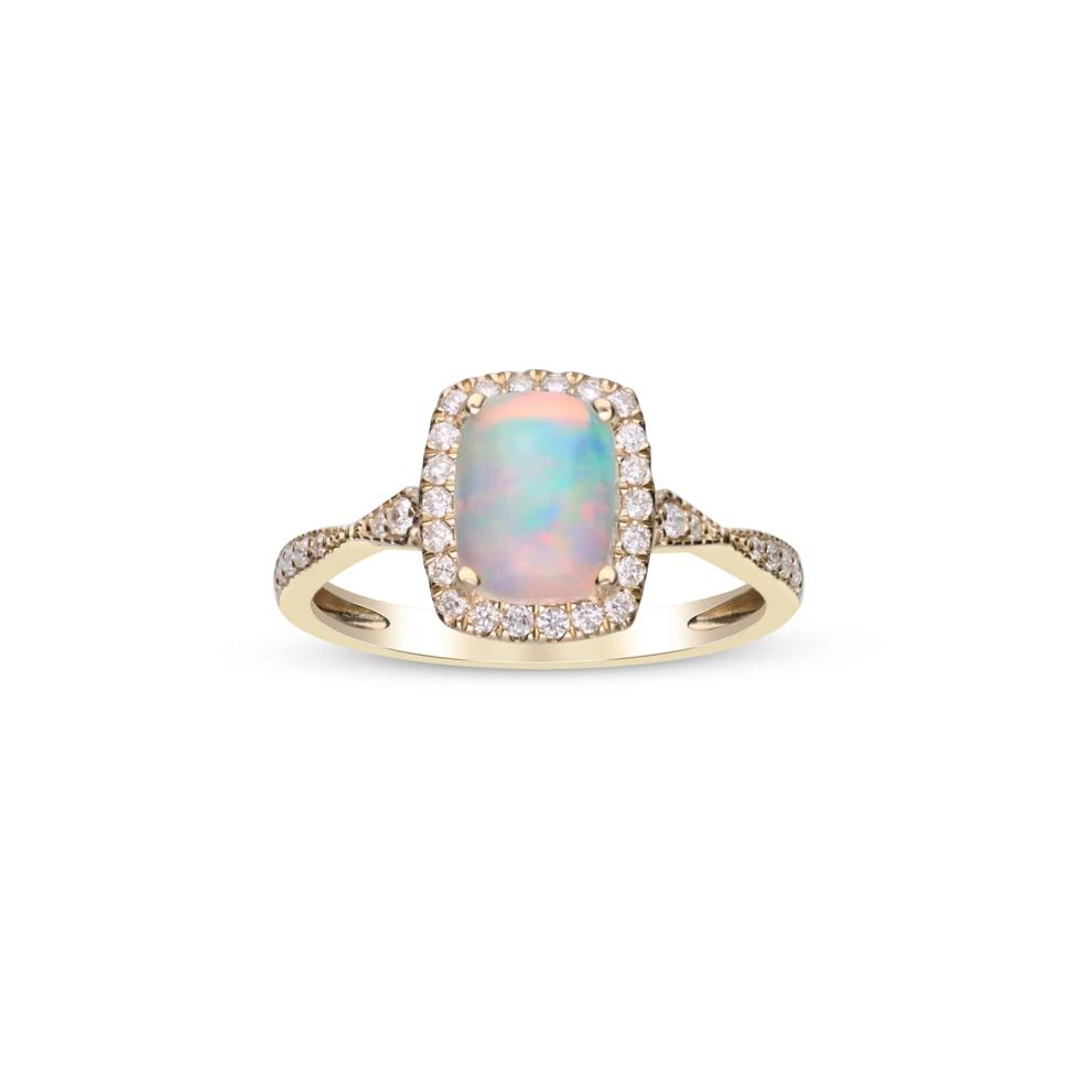 Opal and Diamond Ring in 10K Yellow Gold (1/5 ct. tw.) – Image 5 of 5