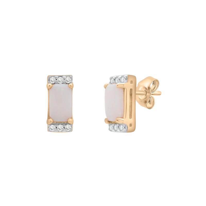 Australian Opal and Diamond Accent Earrings in 10K Yellow Gold – Image 1 of 1
