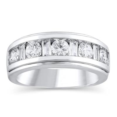 Men's Lab Grown Diamond Channel Band in 10K White Gold (2 ct. tw.)