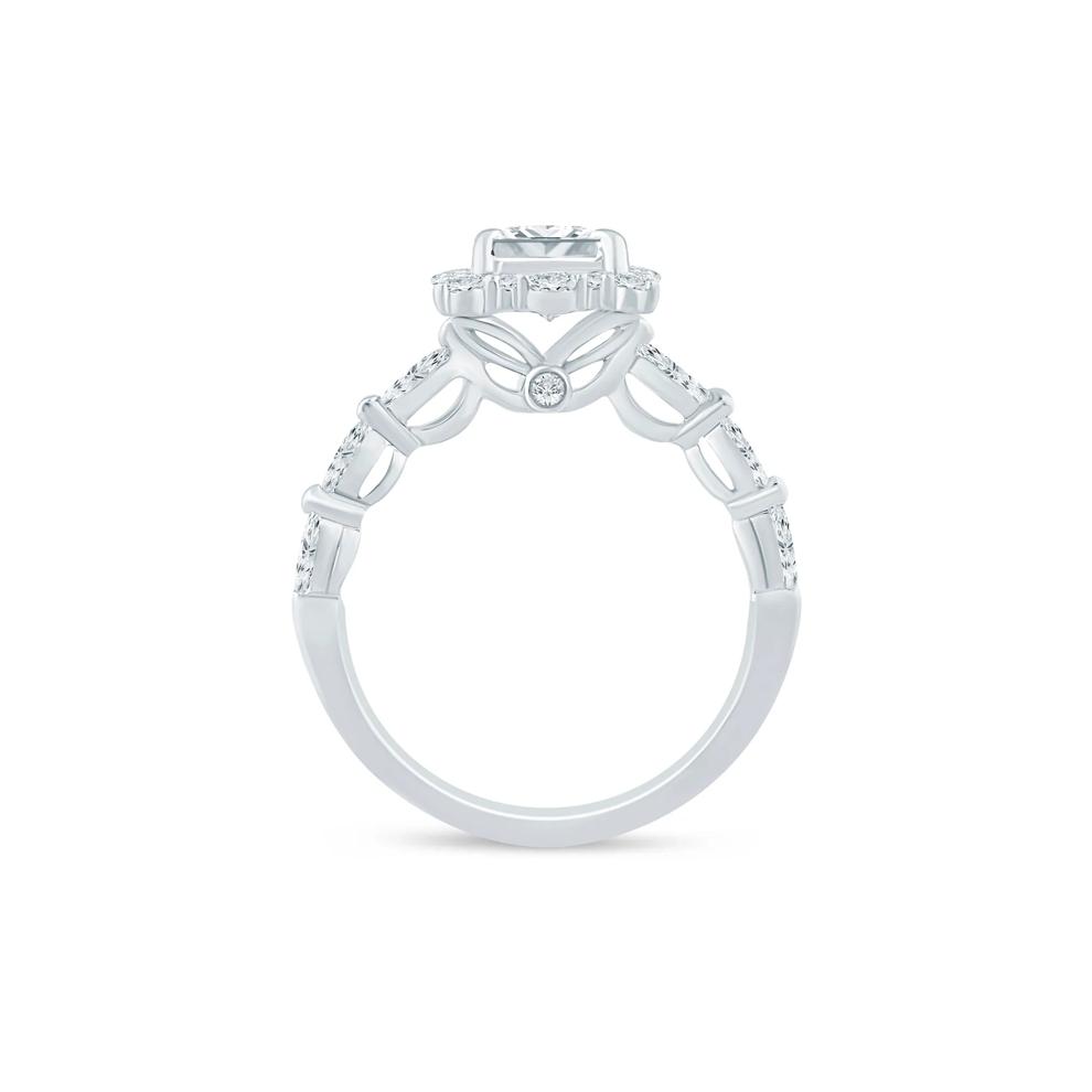 Lab Grown Diamond Emerald-Cut Halo Engagement Ring in 14K White and Yellow Gold (2 3/4 ct. tw.) – Image 2 of 3