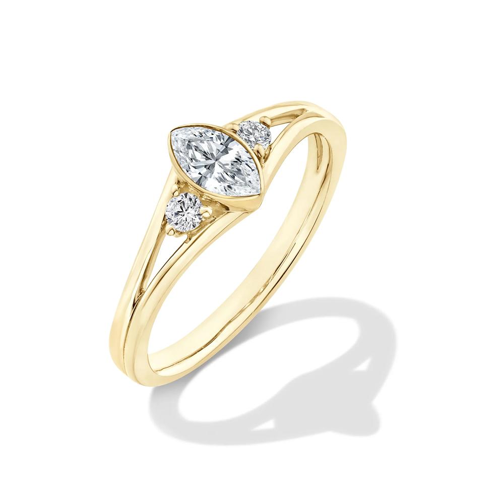 Lab Grown Diamond Marquise Center Promise Ring in 10K Yellow Gold (3/8 ct. tw.) – Image 4 of 4