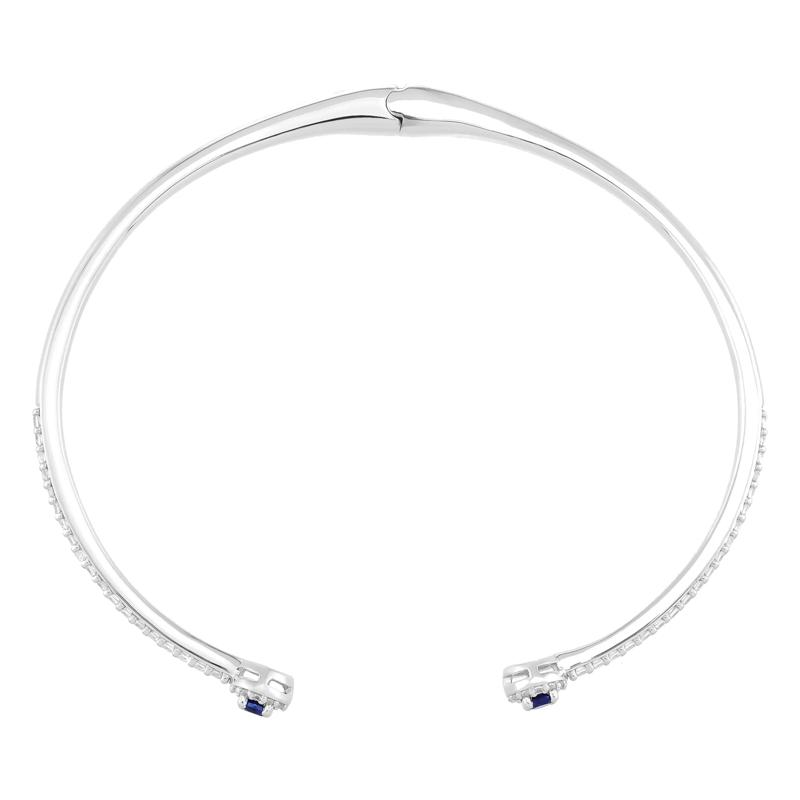 Lab-Created Blue Sapphire and Lab-Created White Sapphire Bangle Bracelet in Sterling Silver – Image 2 of 2
