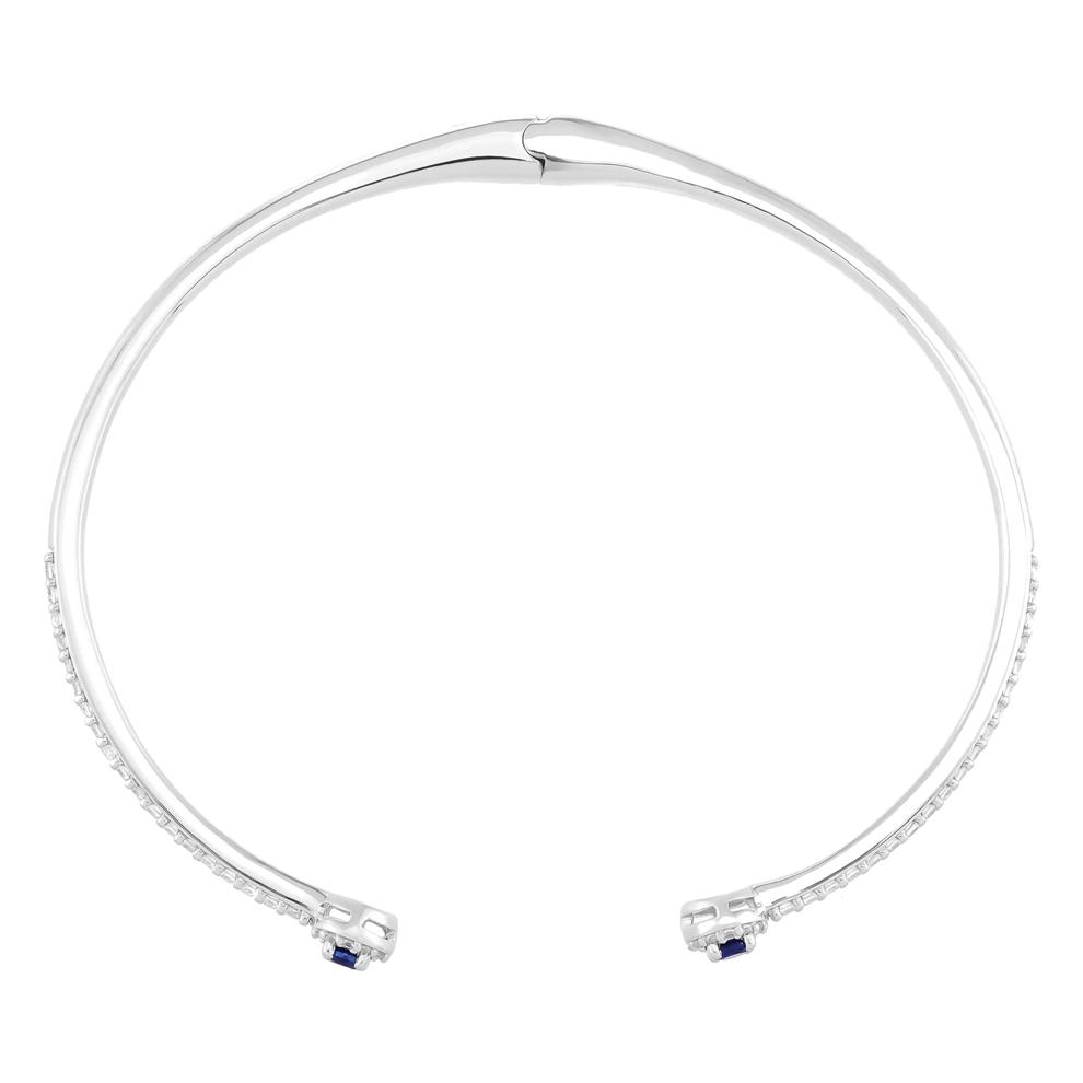 Lab-Created Blue Sapphire and Lab-Created White Sapphire Bangle Bracelet in Sterling Silver – Image 2 of 2