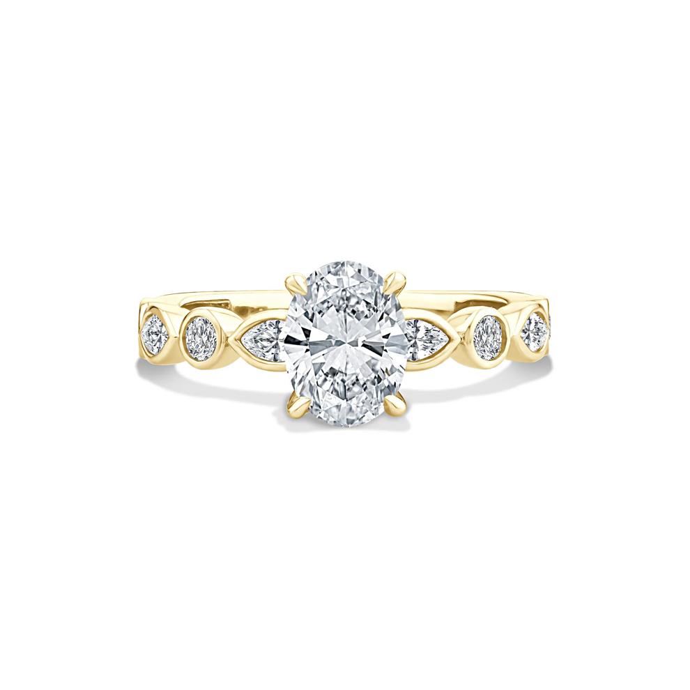 Lab Grown Diamond Oval Center Engagement Ring in 10K Yellow Gold (1 3/8 ct. tw.) – Image 1 of 4