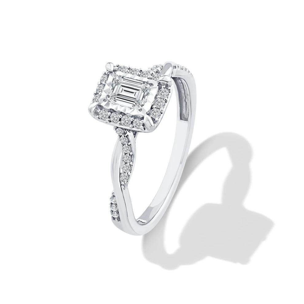 Lab Grown Diamond Emerald-Cut Twist Shank Promise Ring in 10K White Gold (1/2 ct. tw.) – Image 4 of 4