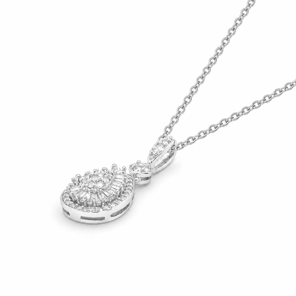 Diamond Drop Pendant Necklace in Sterling Silver (1/2 ct. tw.) – Image 4 of 4