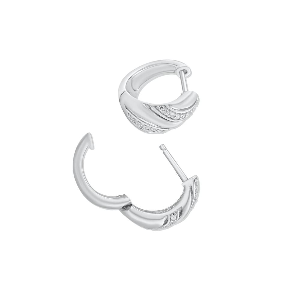 Diamond Hoop Earrings in Sterling Silver, 15mm (1/7 ct. tw.) – Image 2 of 2