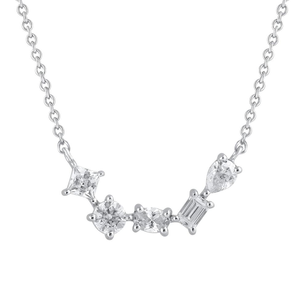 Lab Grown Diamond Mixed-Shape Necklace in 14K White Gold (1/2 ct. tw.) – Image 1 of 2