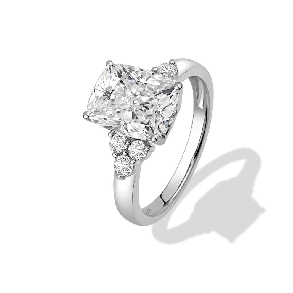 Lab Grown Diamond Elongated Cushion Center Engagement Ring in 14K White Gold (3 3/8 ct. tw.) – Image 4 of 4