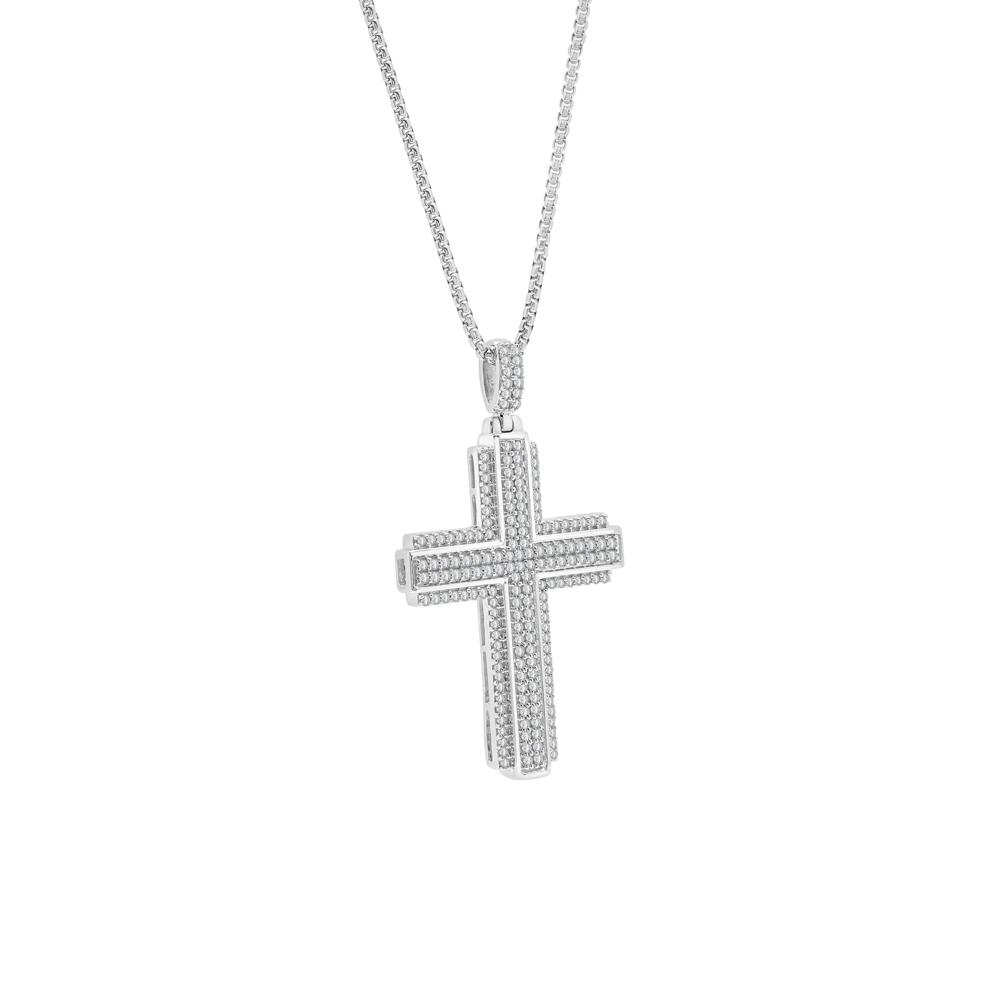 1 ct. tw. Diamond Cross Pendant in Sterling Silver – Image 2 of 3
