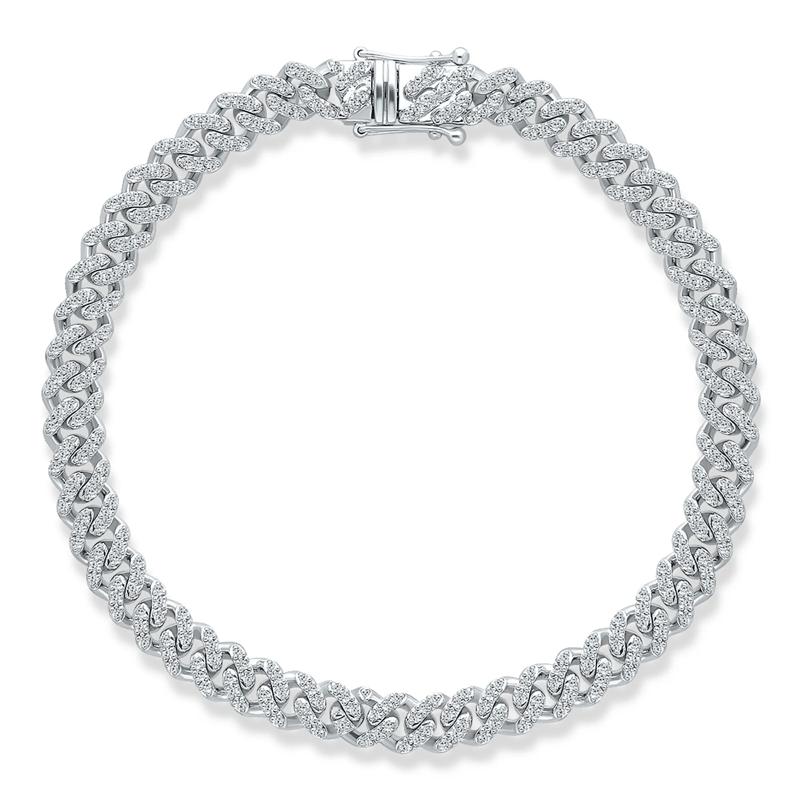 Diamond Cuban Link Bracelet in 10K White Gold, 7MM, 7&rdquo; &#40;1 ct. tw.&#41; – Image 1 of 1