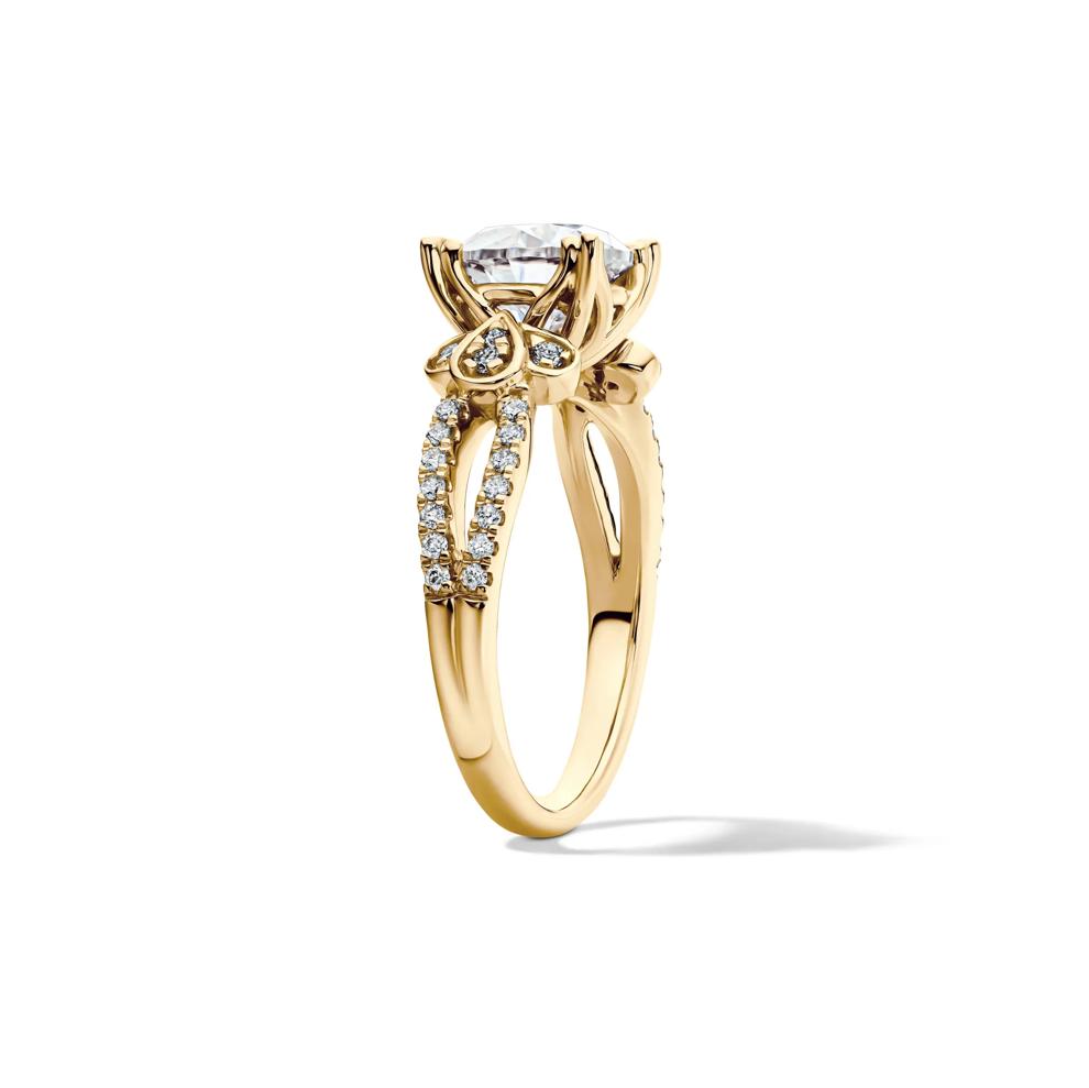 Lab-Created Moissanite Ornate Ring in 10K Yellow Gold (2 1/4 ct. dew) – Image 3 of 4