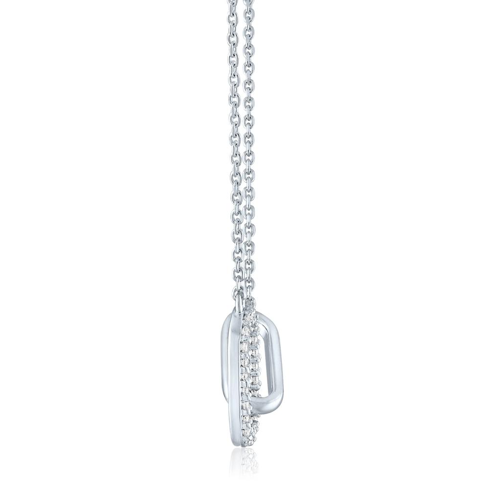 Diamond Accent Paperclip Connection Pendant in Sterling Silver  – Image 2 of 3