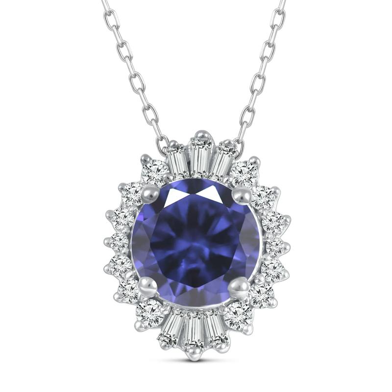 Tanzanite &amp; Diamond Halo Pendant in 10K White Gold &#40;1/7 ct. tw.&#41; – Image 1 of 2