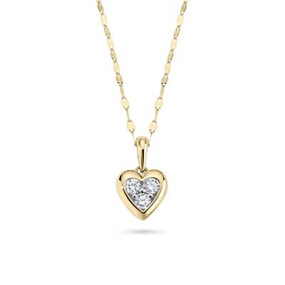 Diamond Heart Pendant Mirror Chain Necklace in 10K Yellow Gold (1/4 ct. tw.)