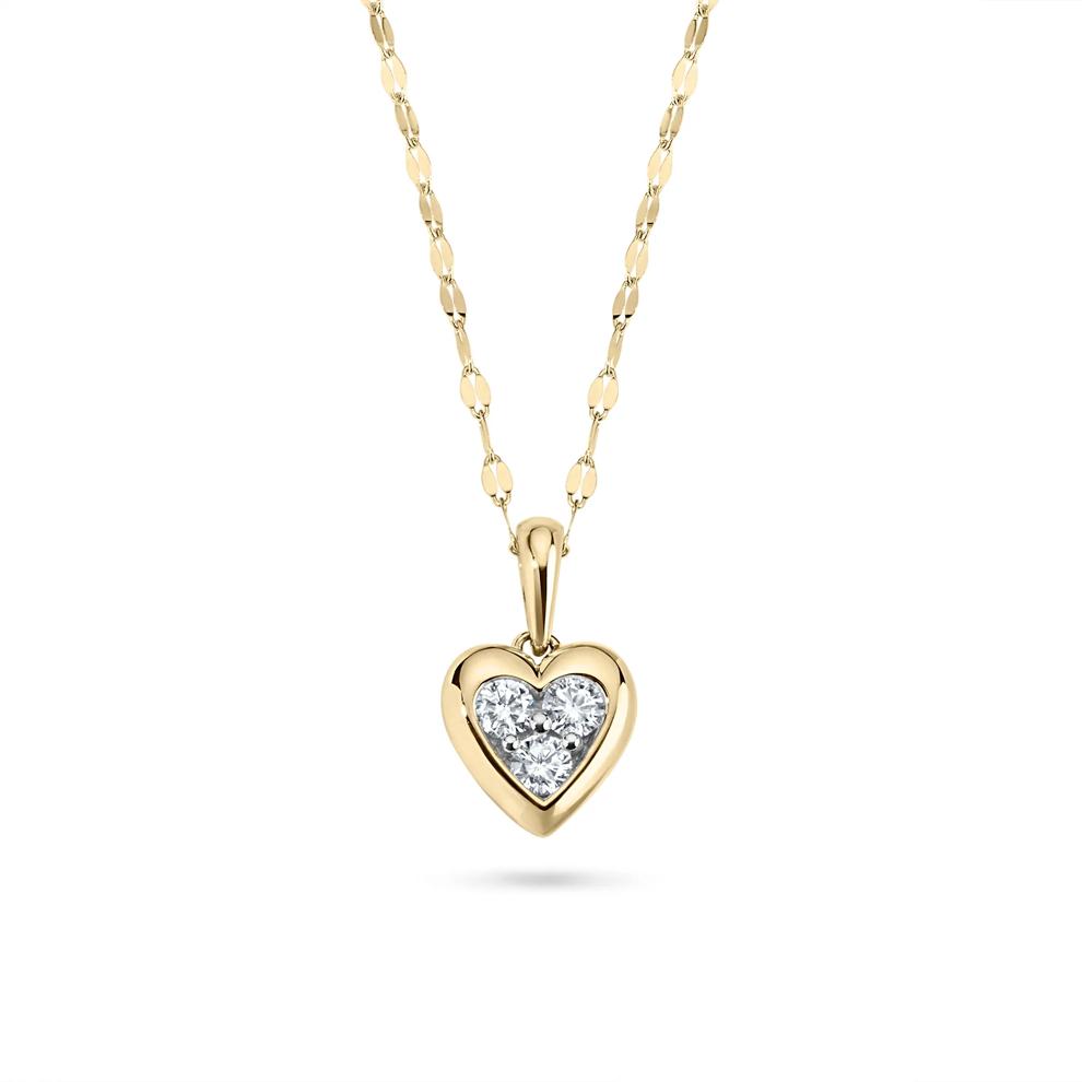 Diamond Heart Pendant Mirror Chain Necklace in 10K Yellow Gold (1/4 ct. tw.) – Image 1 of 4