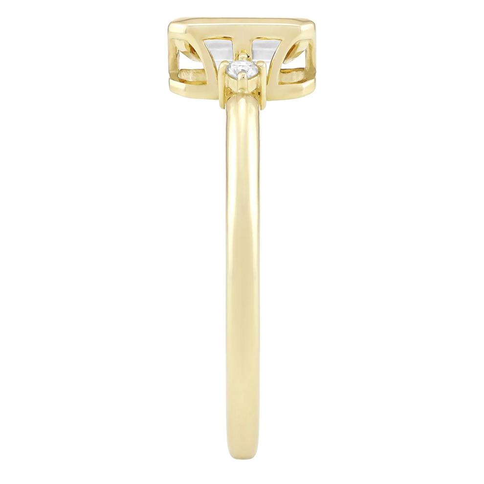 Emerald-Cut Lab-Created White Sapphire and Diamond Accent Ring in 10K Yellow Gold – Image 3 of 3
