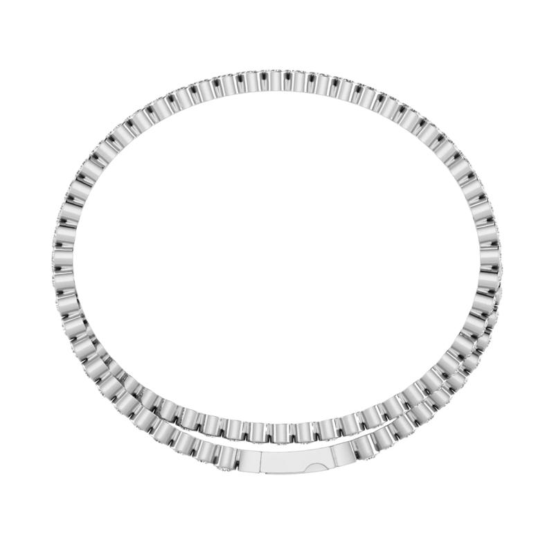 Lab Grown Diamond Double Row Bezel-Set Crossover Bracelet in 14K White Gold &#40;8 ct. tw.&#41; – Image 2 of 3