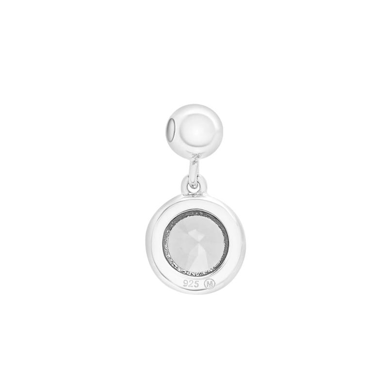 Lab-Created White Sapphire Birthstone Bead Charm in Sterling Silver – Image 3 of 3