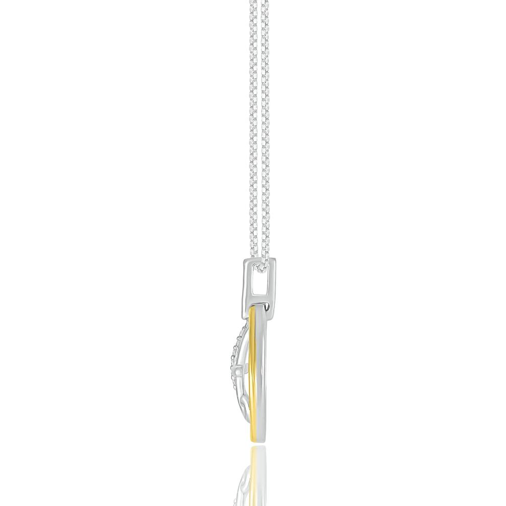 Diamond Accent Pisces Disc Pendant in Sterling Silver and 10K Yellow Gold  – Image 2 of 3