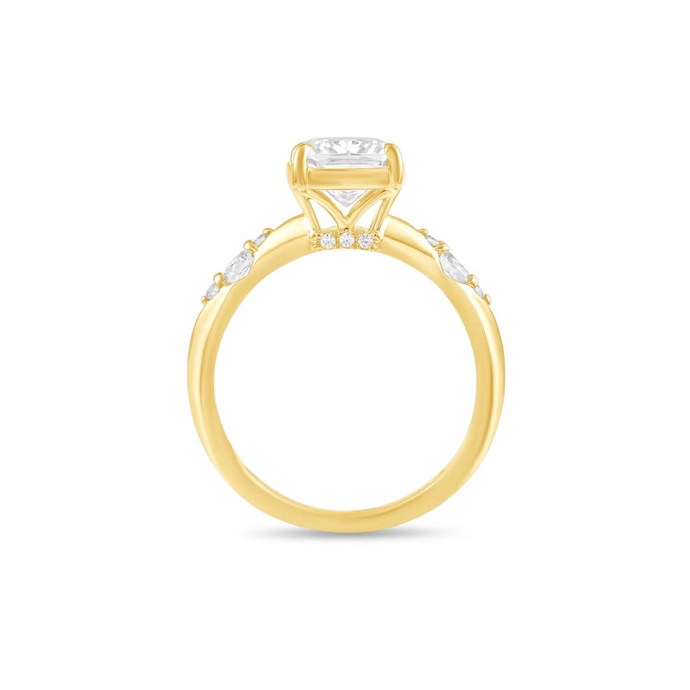 Lab Grown Diamond Elongated Cushion Center Engagement Ring in 10K Yellow Gold (2 1/5 ct. tw.) – Image 2 of 4