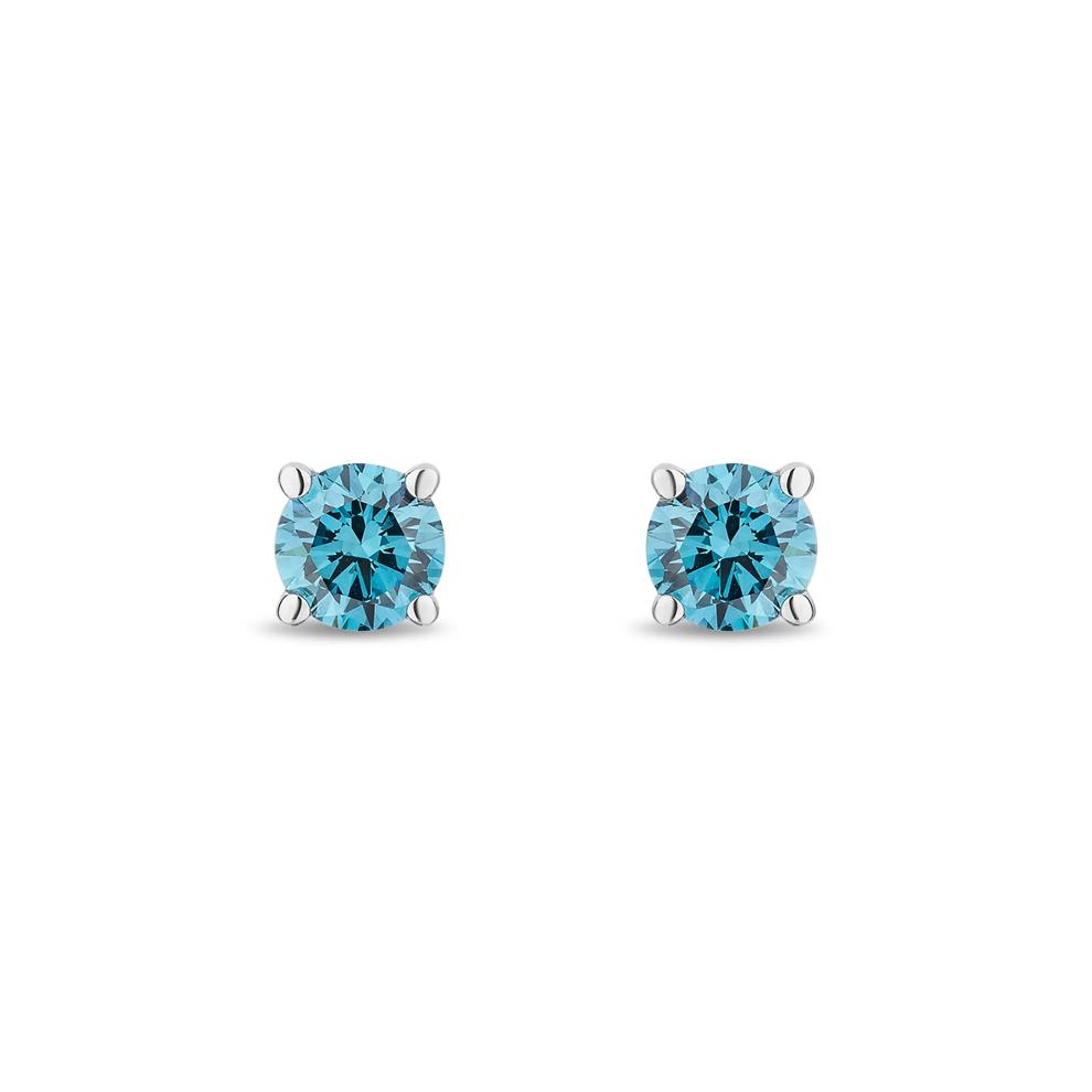 Lab Grown Diamond Blue Stud Earrings in 14K White Gold (1/2 ct. tw.) – Image 2 of 2
