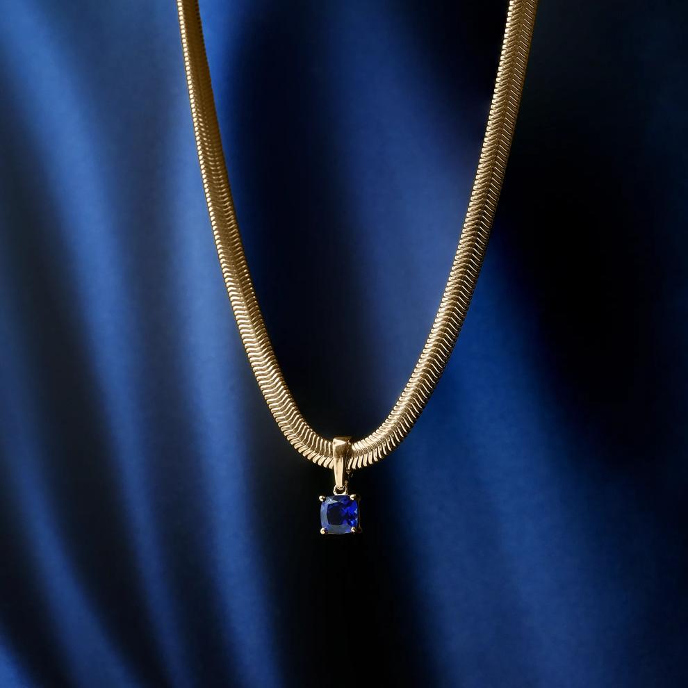 Lab-Created Blue Sapphire Cushion Clip-On Pendant in Vermeil – Image 6 of 6