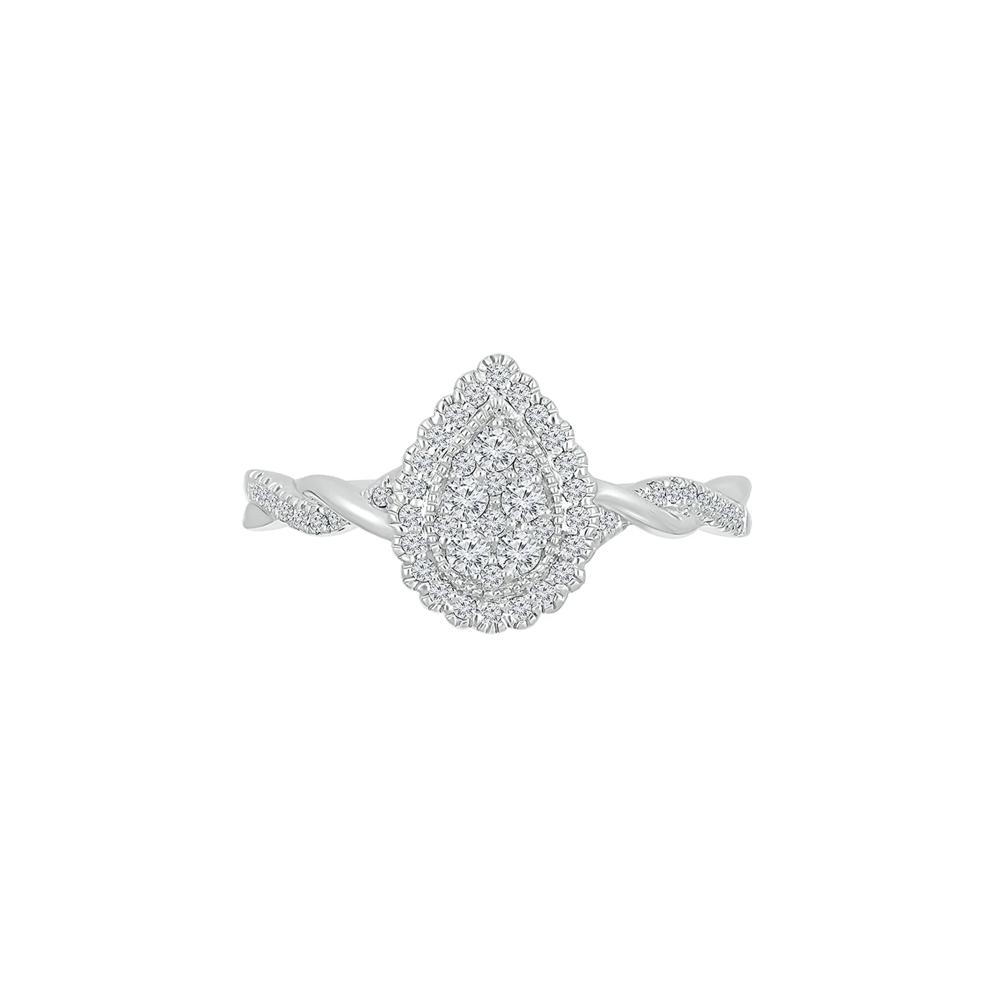 Pear-Shaped Promise Ring with Diamond Twist Band in Sterling Silver (1/4 ct. tw.) – Image 1 of 4
