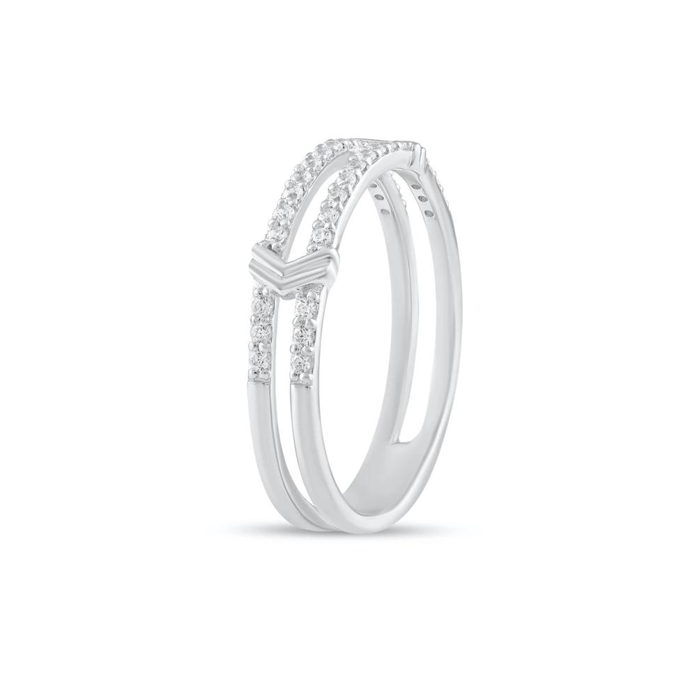 Diamond Double Row Ring in Sterling Silver (1/5 ct. tw.) – Image 3 of 4