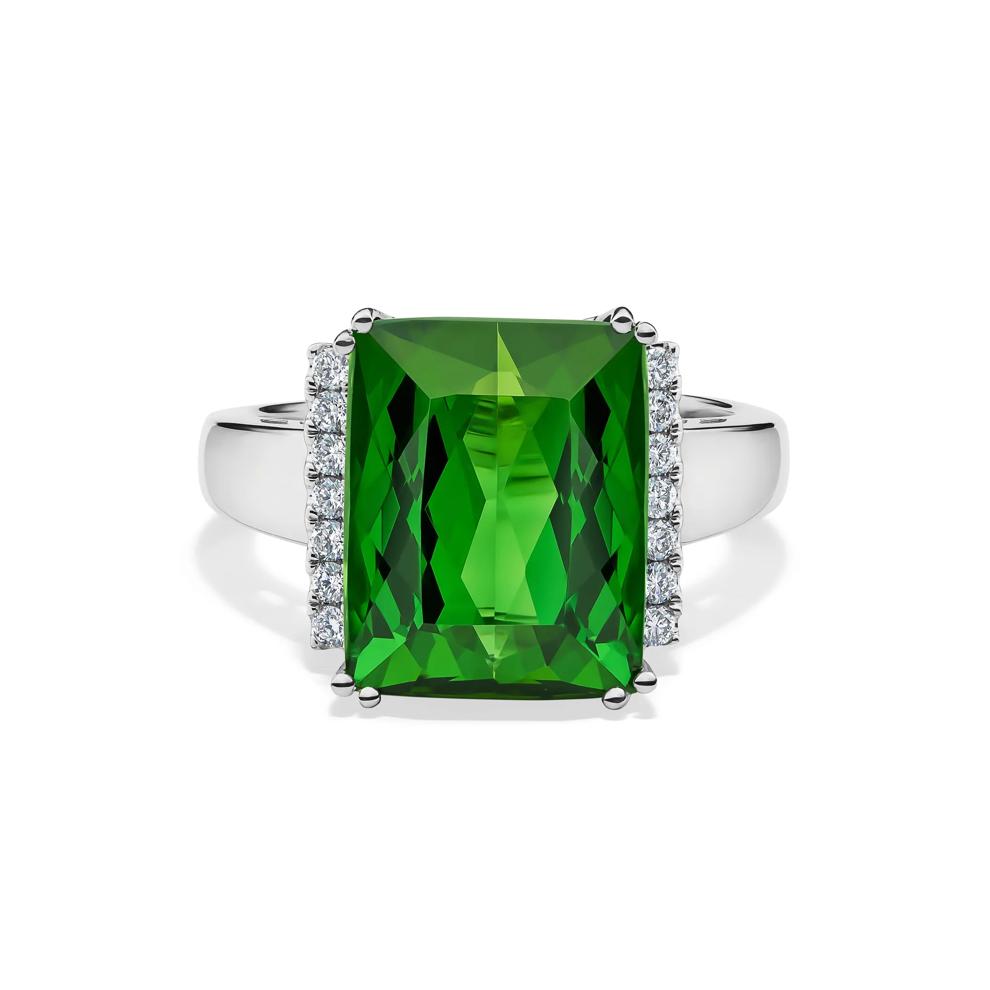 Green Tourmaline &amp; Diamond Band in 14K White Gold (1/3 ct. tw.) – Image 1 of 4